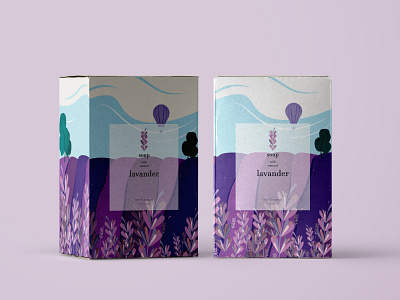 Cardboard Box with lavander soup art branding design illustration landscape logo mountain typography ui web