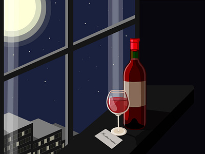 Night, wine, moon bottle illustration moon vector wine wine glass