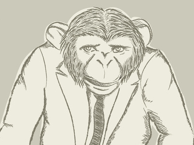 Brain Shopping Poster drawing illustration monkey