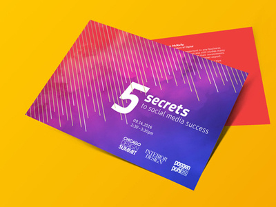 5 Secrets postcard lines pink postcard print purple red smoke typography typography design