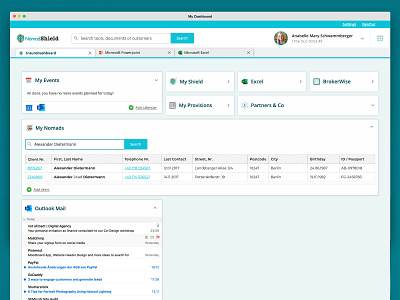 Insurance consulting dashboard for NomadShield