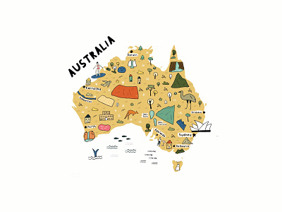 map of Australia adobe illustrator cartoon cartoon map colorful colors design hand drawn illustrated illustrated map illustration map map of australia mapping travel trip vector