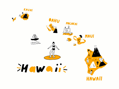 illustrated map of Hawaii.