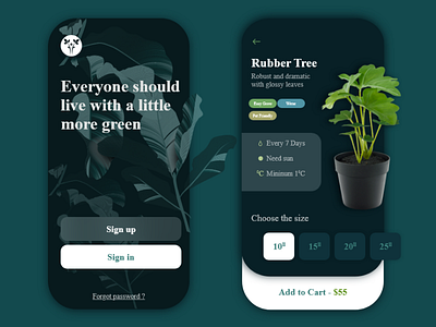 Plant mobile app animation app branding dark theme ecommerce icon illustration ui ux webdesign website