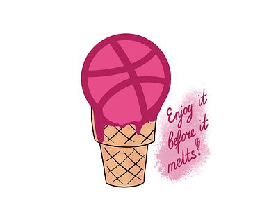 Dribble ice cream apple pencil ball basketball calligraphy enjoy ice cream invitation ipad ipad pro lettering pink procreate purple quote