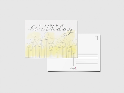 Happy Birthday🎊🎂🎈🍰🎉 art balloon brushpen calligraphy creative design happy birthday holiday ipad lettering minimalism paper party postcard procreate sticker watercolor watercolour wish yellow