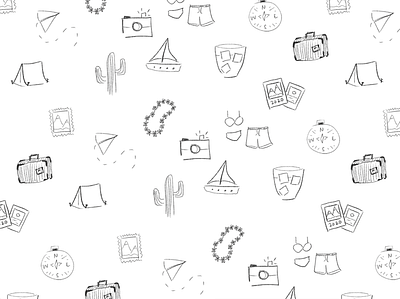 Travel Doodle Pattern black and white doodle pattern procreate sketch travel