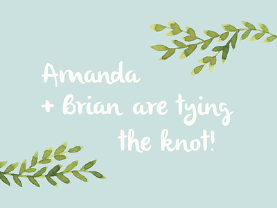 Amanda + Brian announcement leaves love wedding