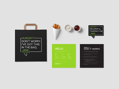Groupon To Go Welcome Kit bag delivery groupon neon take away take out window sticker