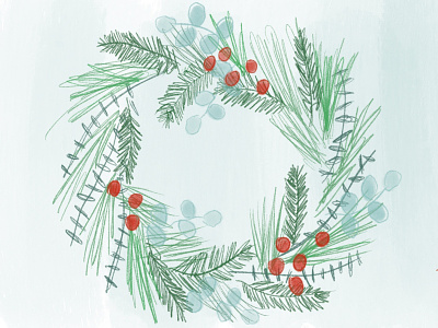 Holiday Wreath chrismtas holiday illustration wreath