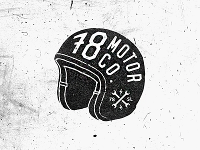 78 Motor Co. black clothing helmet motorcycle print typography vintage white