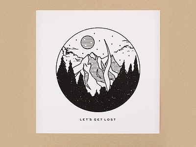 Lost Print adventure artprint explore illustration moon mountain outdoors print trees