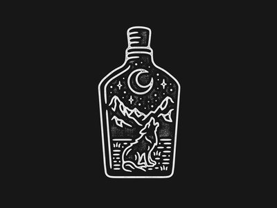 Whiskey Bottle Wolf