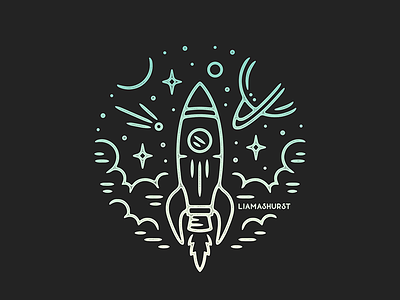 Rocket illustration linework monoline print rocket space tattoo