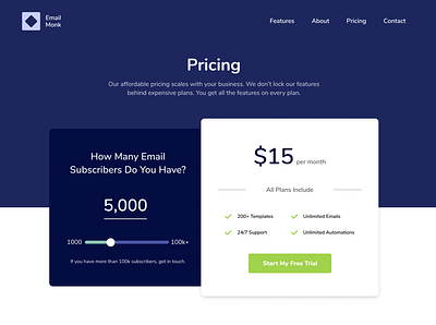 Email Marketing Tool Pricing Page b2b tool branding design online tool pricing page saas ui web web app web application website