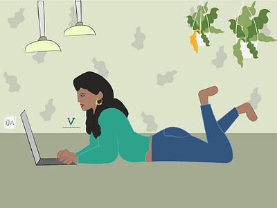 Working From Home 👩🏻‍💻 - Posture 2 design drawing hand drawn home human illustration illustration work plant illustration vector wfh illustration work work from home working from home