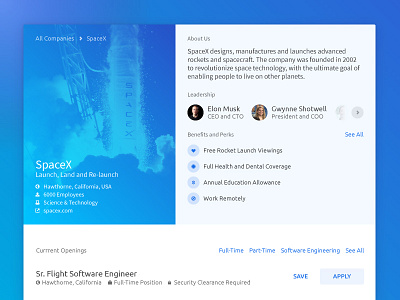 Daily UI #006 - Profile 006 blue company daily design founder jobs material profile spacex ui