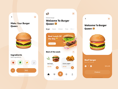 Burger Queen App app burger design food mobile ui ux
