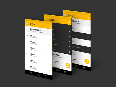 Self Chef android app chef food material design ui design ux design yellow