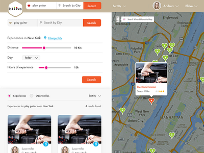 Bliive design geo localization google interface landing page map maps result page ui ux web