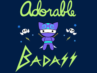 Adorable Badass badass cute illustrator kawaii lettering ninja