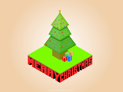 Christmas christmas design fairy lights gifts illustration isometric tree x max