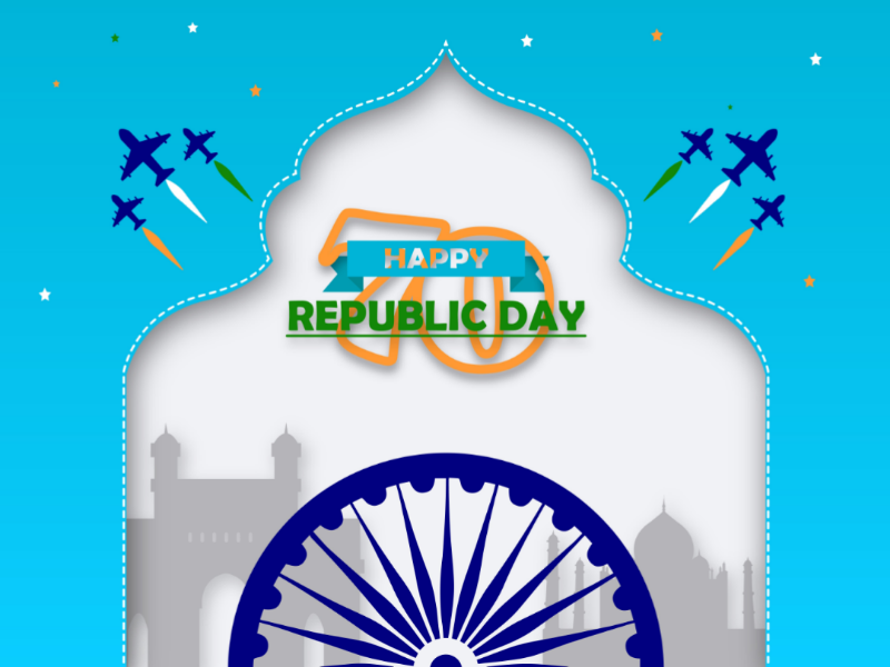 Republic day design adobe illustration indian gate taj mahal army india republic day