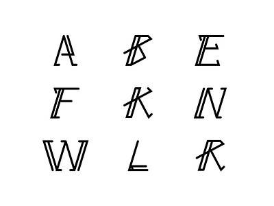 One shape letters a b e f k l letters m n r shape w