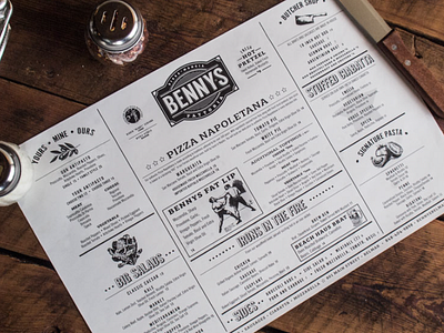 Benny's Fattoria Restaurant Branding branding design food and drink menu