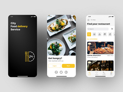 Food delivery mobile app design shot