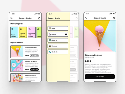 Unicorn style iOS mobile app concept dessert dessert shop ecommerce food app ios minimal mobile app design mobile ui ui uxui designer