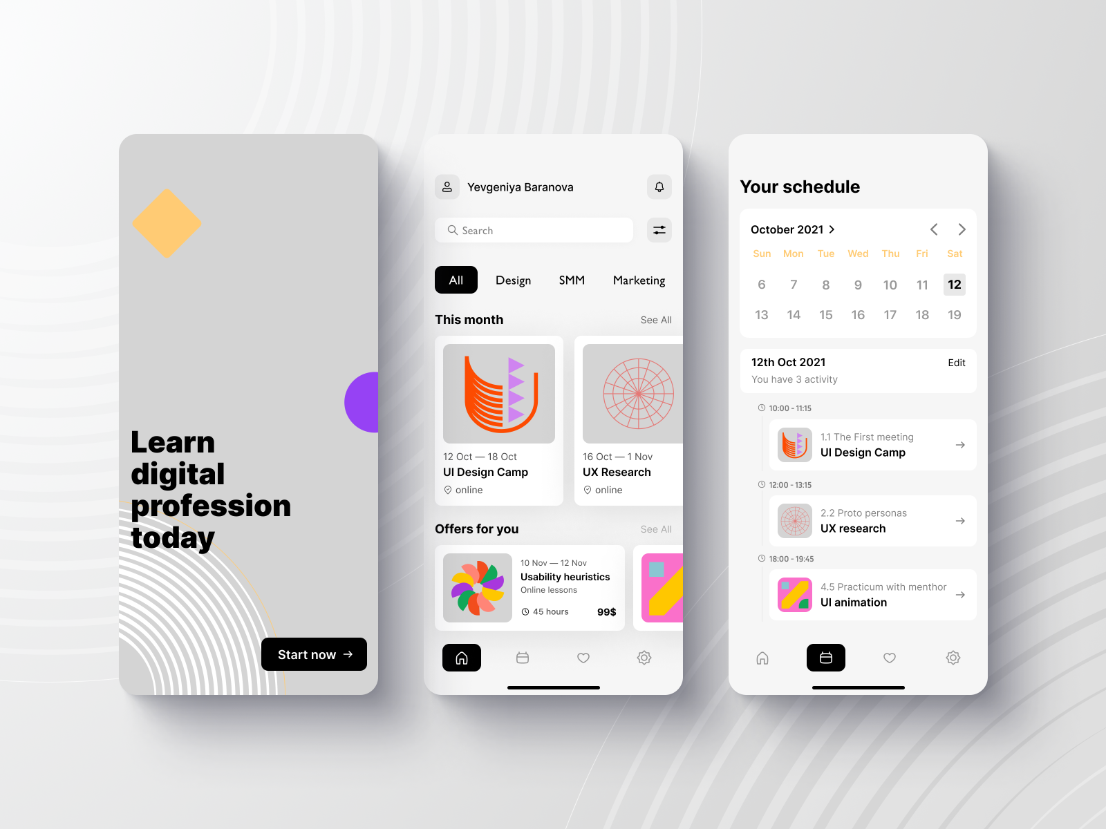 E-learning Mobile App iOS by Yevgeniya Baranova on Dribbble