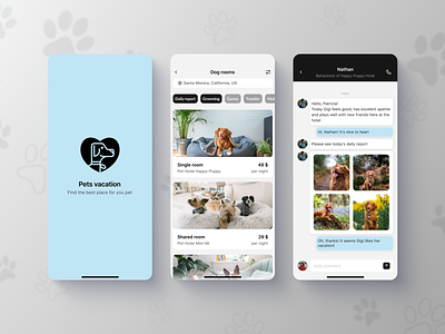 Pets hotel Mobile App iOS design dogs ios minimal mobile app design mobile ui pet hotel pets app ui uxui designer
