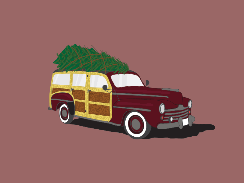 Winter Wagon illustration tree vector wagon woodie