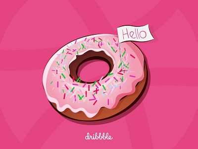 Hello Dribbble! design donut hellodribble icon illustration vector