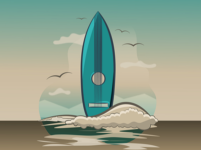 Sound of the waves adobeillustrator digitalart illustration illustrator summer surfboard waves