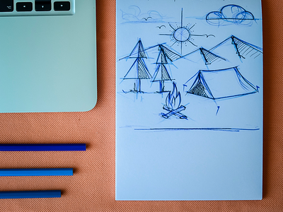 Camping sketch artist doodle drawing ink pencil art sketch sketch pad