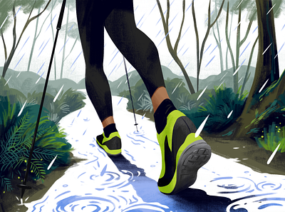 SF Gate digital illustration editorial hiking illustration rain trails west coast