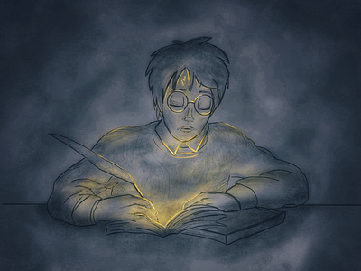 Harry book book illustration boy dark harry potter illustration illustrator light portrait procreate sketch