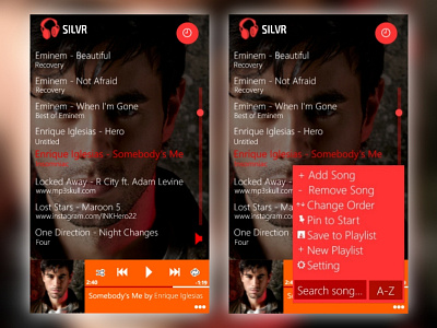 SILVR Music Player #2 application design graphic design music player ui ui design