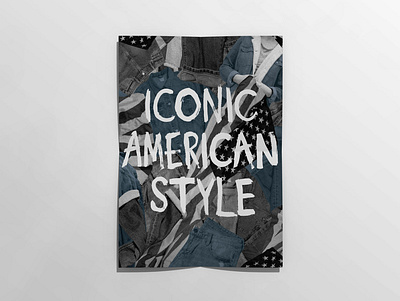 Iconic American Style clothing denim design jeans poster textile typography