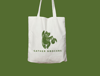 Gather Grocers Logo Bag bear bear logo bears grocery grocery store logo logo design logodesign logos