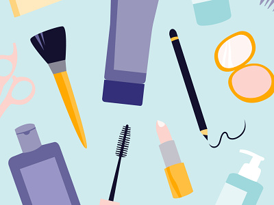Beauty Products Illustration Pattern - LovelySkin beauty illustration makeup vector
