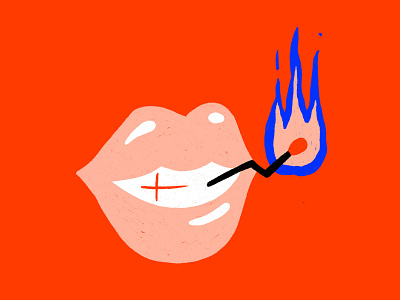Tough gal lips fire illustration lips match matchbook
