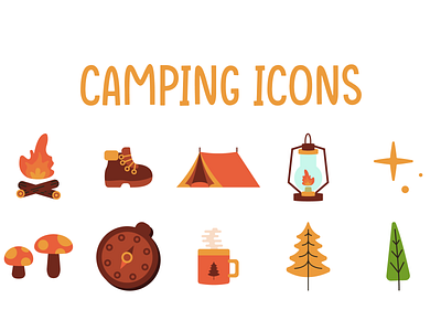 Camping Icons camping flat icons icon set minimal outdoors