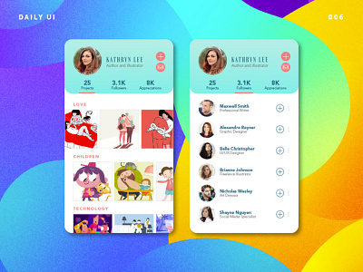DailyUI 006 • User Profile • UI design