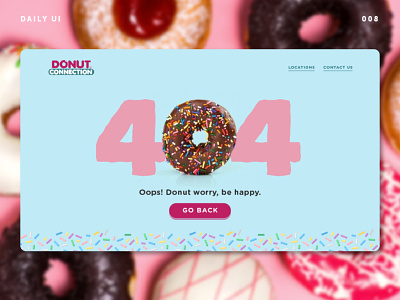 DailyUI 008 • 404 Page • UI design 404 page daily ui challenge donut error interface design landing page ui design ui ux web design