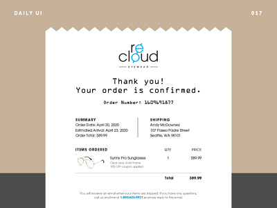 DailyUI 017 • Email Receipt • UI design branding daily ui challenge email design email receipt eyewear interface design logo ui design ui ux web design