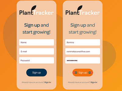 DailyUI day 1: Sign Up app dailyui dailyui001 design drawing flowers illustration interface plants ui ux