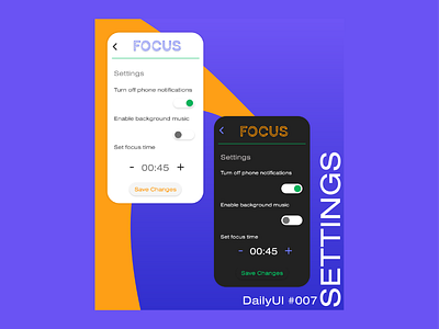 DailyUI 007 - Settings app dailyui ui ux